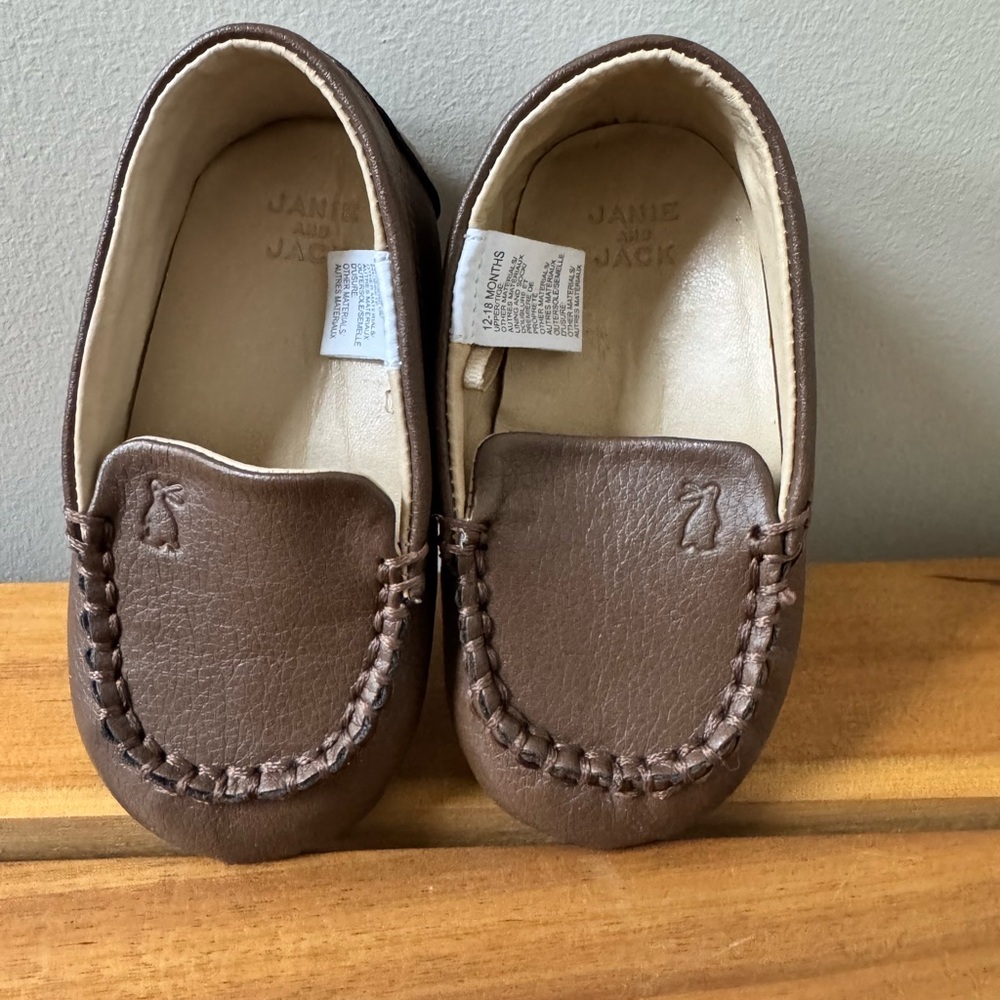 Janie & Jack Slip On Dress Loafers Sz 12months Easter bunny brown